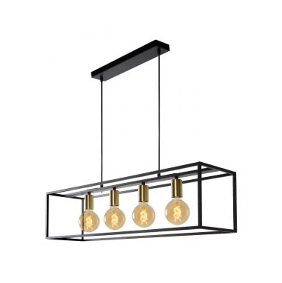 Lucide RUBEN Hanglamp 4x E27 40W Zwart / mat goud