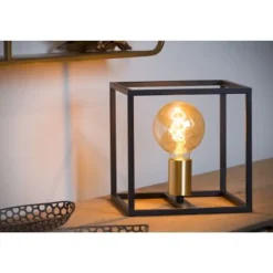 Lucide RUBEN Tafellamp 1x E27 40W Zwart / mat goud