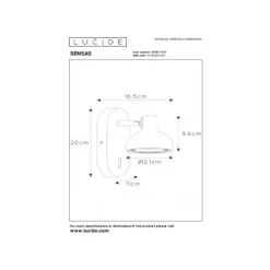 Lucide SENSAS Bedlamp-Wit-1xGU10 (ES111)-12W-Staal