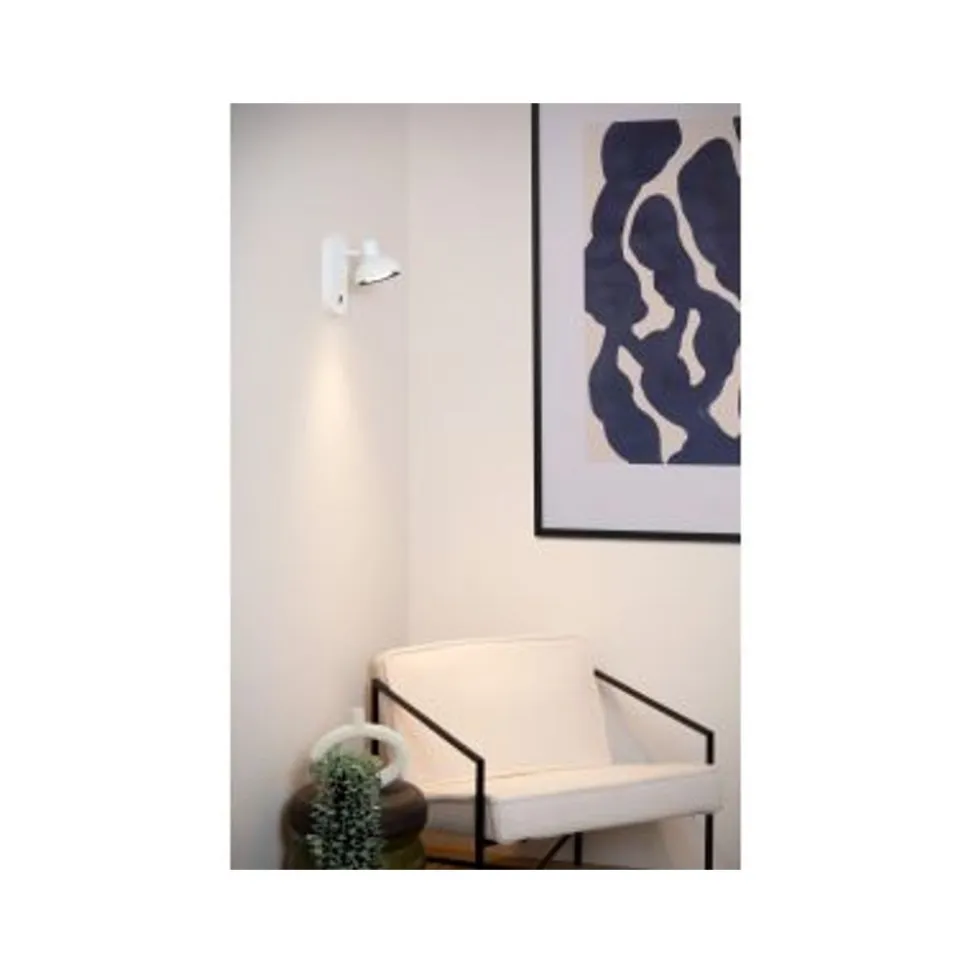 Lucide SENSAS Bedlamp-Wit-1xGU10 (ES111)-12W-Staal