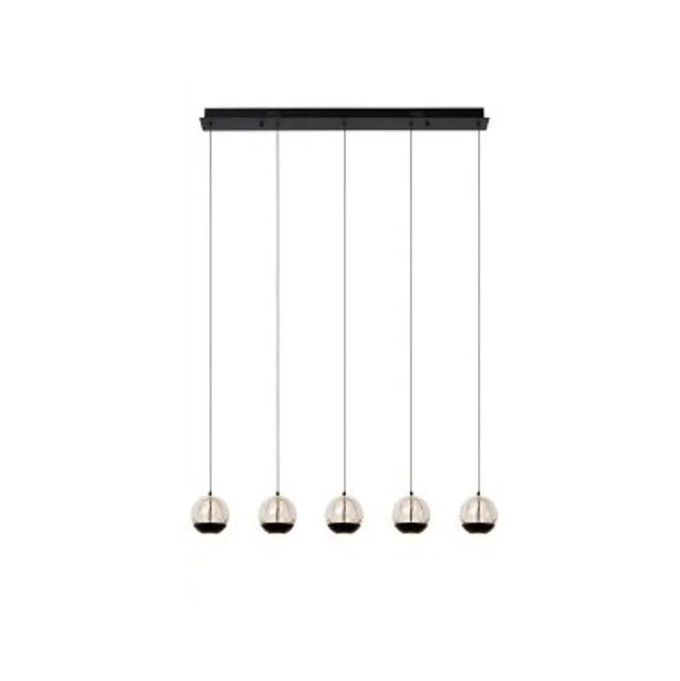 Lucide SENTUBAL Hanglamp-Zwart-LED Dimb.-5,3W-2700K-Glas
