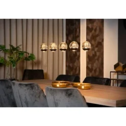 Lucide SENTUBAL Hanglamp-Zwart-LED Dimb.-5,3W-2700K-Glas