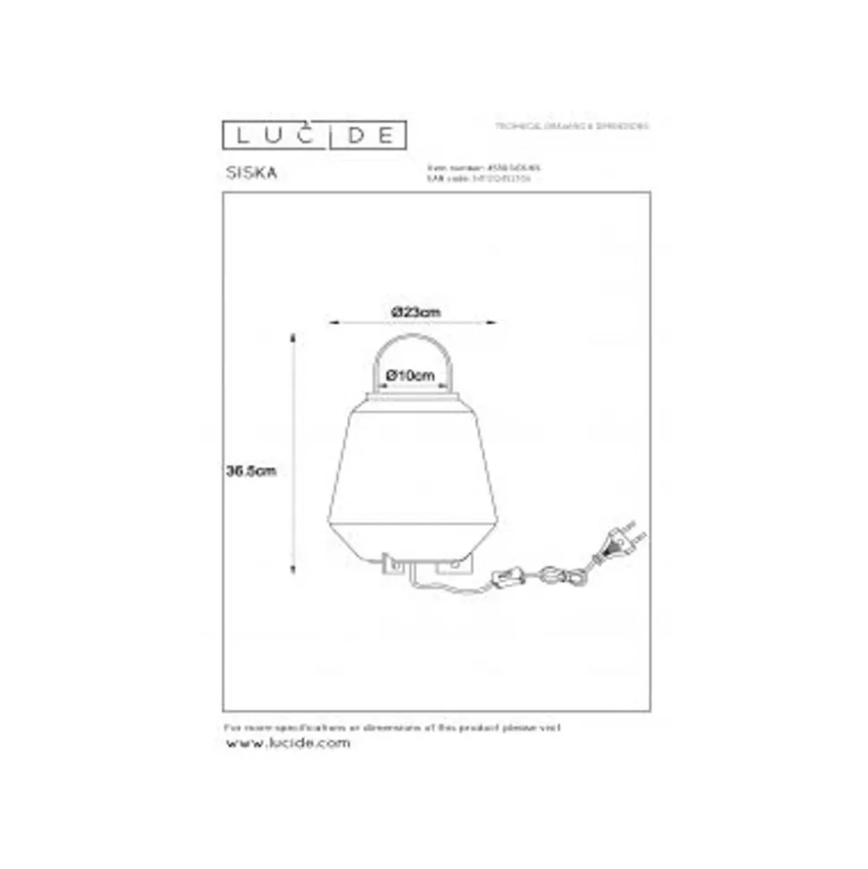 Lucide SISKA Tafellamp-Fumé-1xE27-40W-Glas