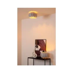 Lucide SPENCER Tafellamp-Grijs-Ø30-1xE27-40W-Vilt