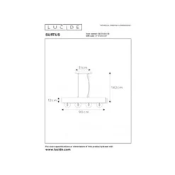 Lucide SURTUS Hanglamp 4xE27/60W Zwart