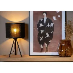 Lucide TAGALOG Tafellamp-Zwart-Ø26-1xE27-40W-Bamboe