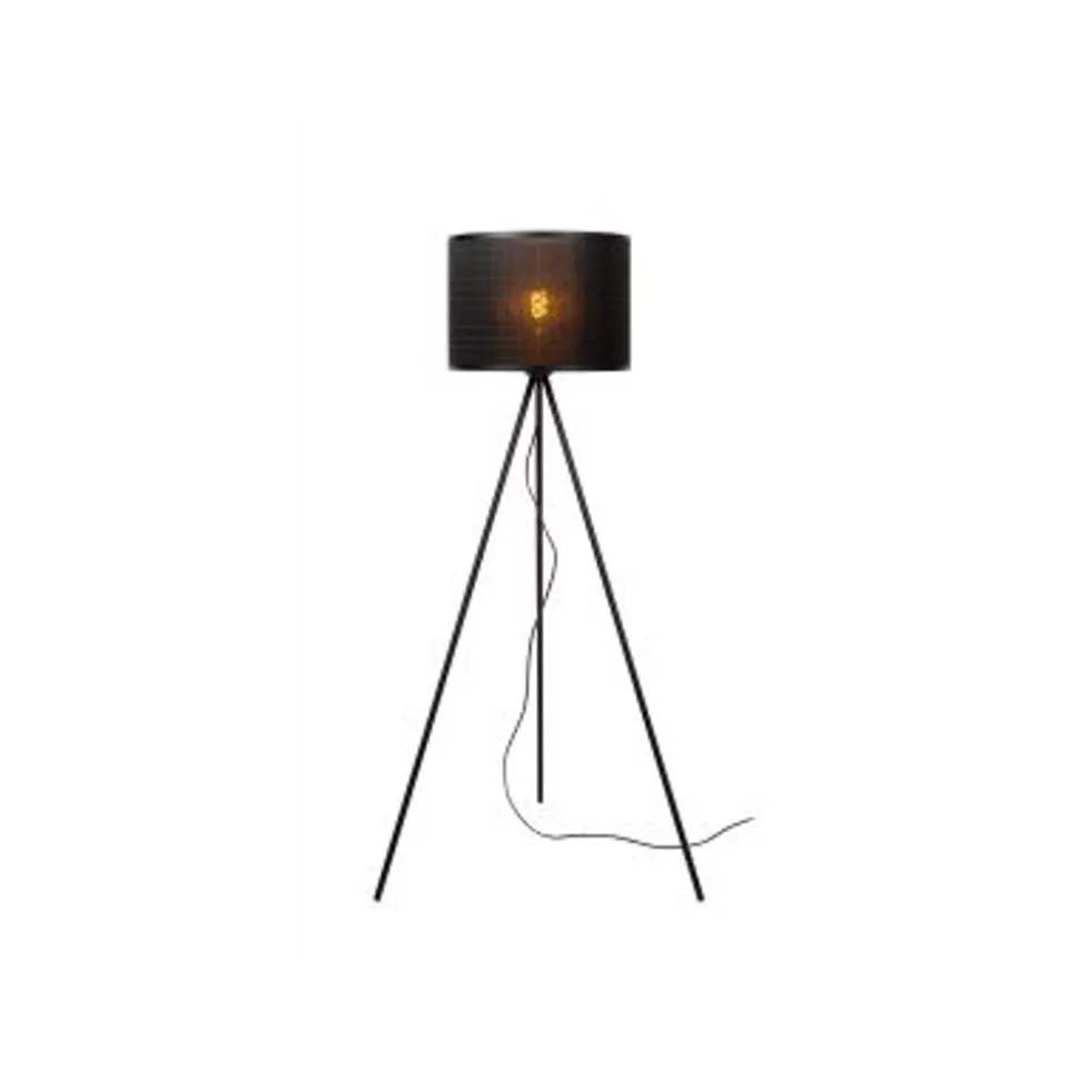 Lucide TAGALOG Vloerlamp-Zwart-Ø55-1xE27-40W-Bamboe