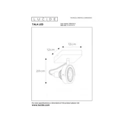 Lucide TALA LED - Plafondspot - LED Dim to warm - GU10 - 1x12W 2200K/3000K - Wit