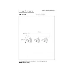 Lucide TALA LED - Plafondspot - LED Dim to warm - GU10 - 3x12W 2200K/3000K - Wit