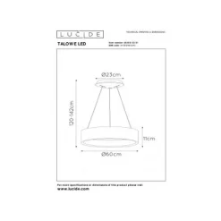 Lucide TALOWE LED - Hanglamp - Ø 60 cm - LED Dimb. - 1x42W 3000K - Wit Lucide