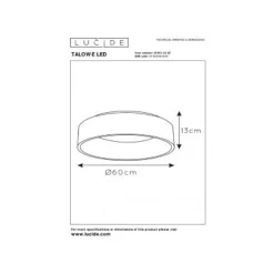 Lucide TALOWE LED Plafonnier Ø60cm 42W 3000K Zwart