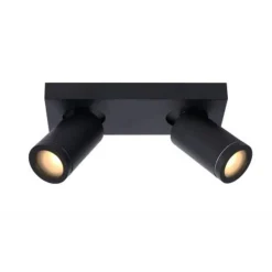 Lucide TAYLOR - Plafondspot Badkamer - LED Dim to warm - GU10 - 2x5W 2200K/3000K - IP44 - Zwart