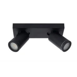 Lucide TAYLOR - Plafondspot Badkamer - LED Dim to warm - GU10 - 2x5W 2200K/3000K - IP44 - Zwart