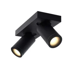 Lucide TAYLOR - Plafondspot Badkamer - LED Dim to warm - GU10 - 2x5W 2200K/3000K - IP44 - Zwart