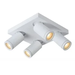 Lucide TAYLOR - Plafondspot Badkamer - LED Dim to warm - GU10 - 4x5W 2200K/3000K - IP44 - Wit Lucide