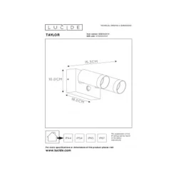 Lucide TAYLOR - Wandspot Buiten - 2xGU10 - IP54 - Wit