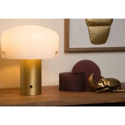 Lucide TIMON - Tafellamp - 1xE27 - 3 StepDim - Mat Goud / Messing Lucide