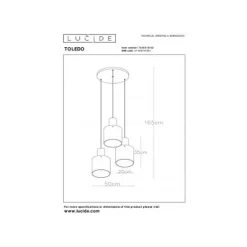 Lucide TOLEDO - Hanglamp - 3xE27 - Amber