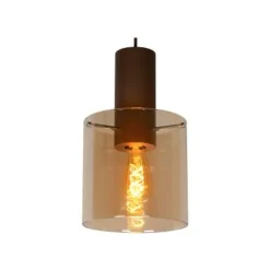 Lucide TOLEDO Hanglamp E27/60W Koper / Amber glas