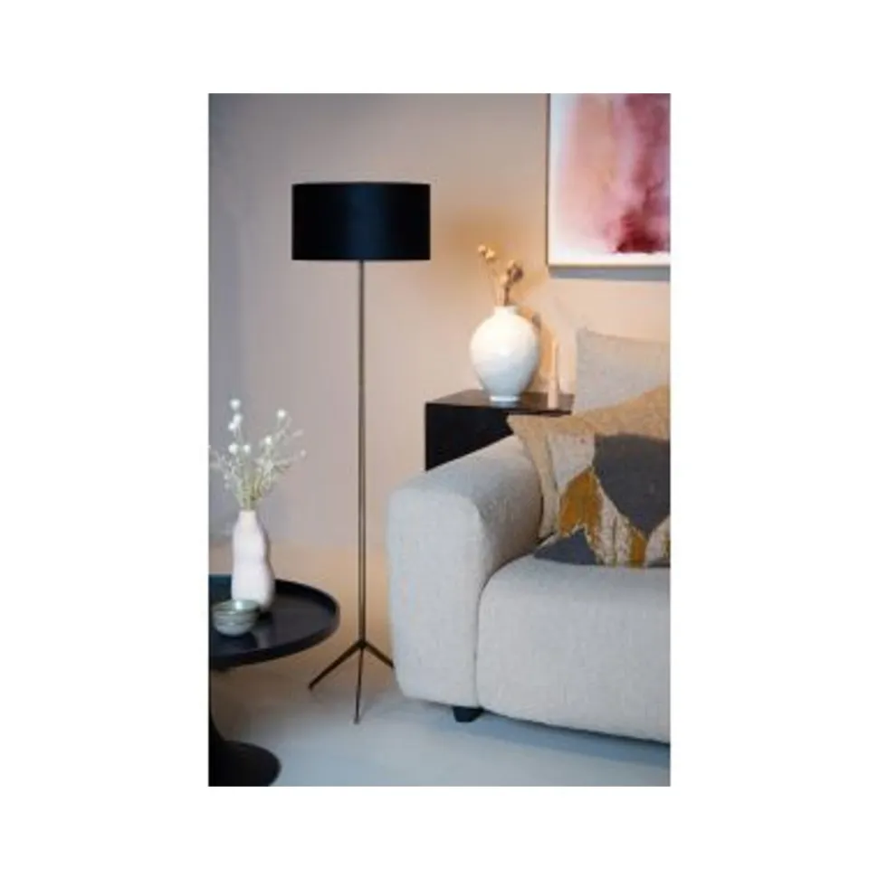 Lucide TONDO Vloerlamp-Mat Go.-Ø38-1xE27-60W-Katoen