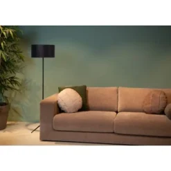 Lucide TONDO Vloerlamp-Zwart-Ø38-1xE27-60W-Katoen