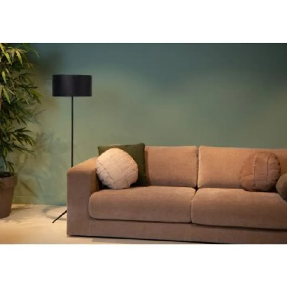 Lucide TONDO Vloerlamp-Zwart-Ø38-1xE27-60W-Katoen