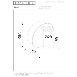Lucide TONI - Oplaadbare Wandspot / Wandlamp - Accu/Batterij - Ø 8,1 cm - LED Dimb. - CCT - 1x2W 2700K/4000K - Bewegingssensor (uitschakelbaar) - Magnetisch - Grijs ijzer