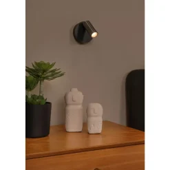 Lucide TONI - Oplaadbare Wandspot / Wandlamp - Accu/Batterij - Ø 8,1 cm - LED Dimb. - CCT - 1x2W 2700K/4000K - Magnetisch - Grijs ijzer