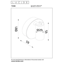Lucide TONI - Oplaadbare Wandspot / Wandlamp - Accu/Batterij - Ø 8,1 cm - LED Dimb. - CCT - 1x2W 2700K/4000K - Magnetisch - Zwart