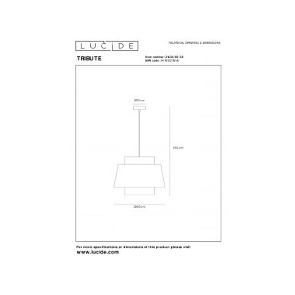 Lucide TRIBUTE Hanglamp-Beige-Ø60-1xE27-40W-Stof