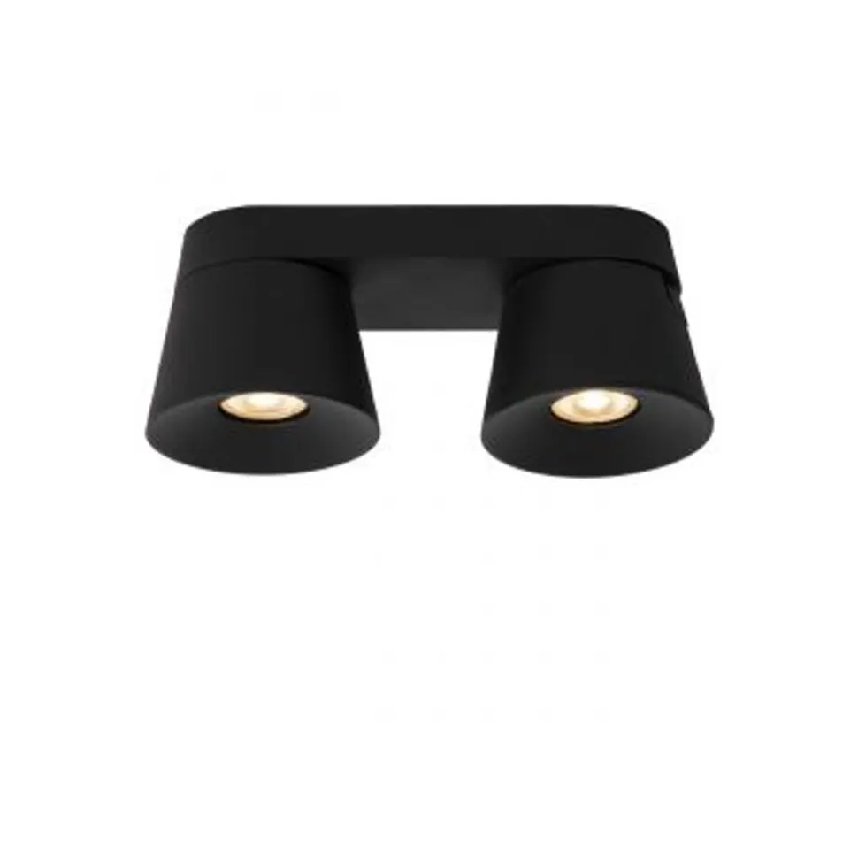 Lucide TRIGONO Plafondspot-Zwart-2xGU10-50W-Metaal