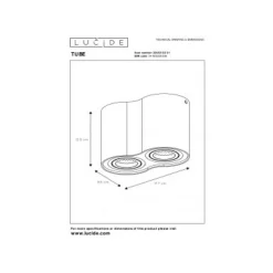 Lucide TUBE - Plafondspot - 2xGU10 - Wit
