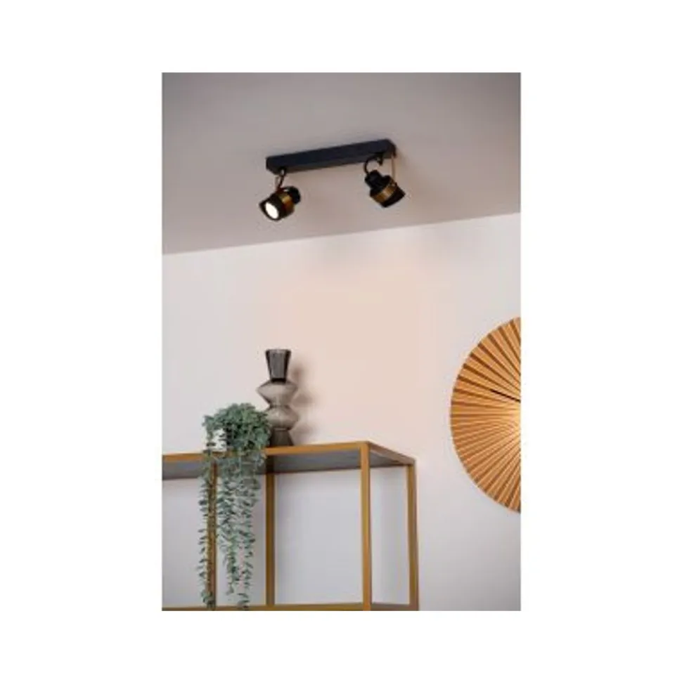 Lucide TUNDRAN Plafondspot-Zwart-2xGU10-5W-Metaal