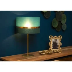 Lucide TUSSE. Tafellamp-Groen-Ø30-1xE14-40W-Linnen