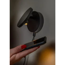 Lucide UFOR Wandlamp-Zwart-LED Dimb.-5,7W-1800K/3000K