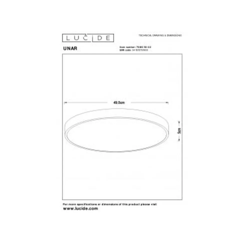Lucide UNAR Plafonnière-Mat Go.-Ø49,5-LED Dimb.-36W-2700K