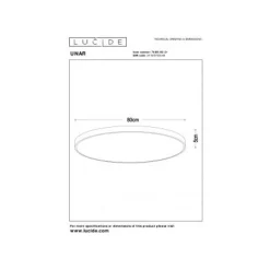 Lucide UNAR Plafonnière-Wit-Ø80-LED Dimb.-80W-2700K