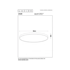 Lucide UNAR Plafonnière-Zwart-Ø80-LED Dimb.-80W-2700K