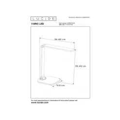 Lucide VARIO LED - Bureaulamp - LED Dimb. - 1x8W 2700K - Zwart