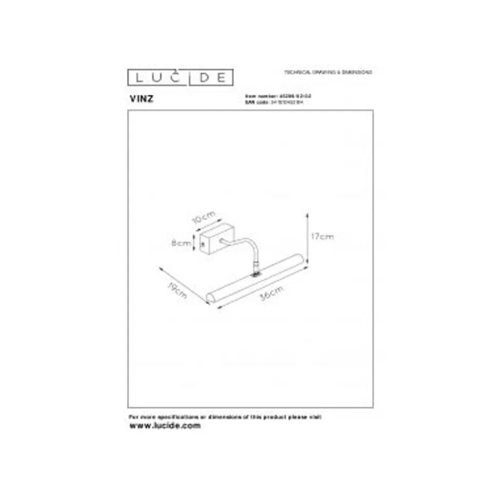 Lucide VINZ Schilderijve.-Mat Go.-2xG9-28W-Metaal