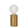 Lucide VIVO - Oplaadbare Tafellamp - Accu/Batterij - Ø 8 cm - LED Dimb. - E27 - 1x1W 2700K - Mat Goud / Messing