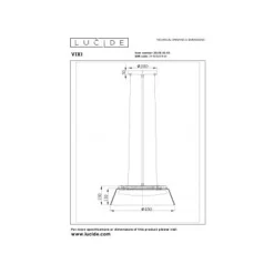 Lucide VIXI Hanglamp-Fumé-Ø45-LED Dimb.-22,6W-2900K-Glas