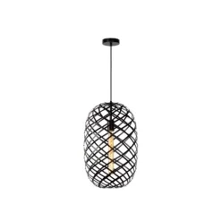 Lucide WOLFRAM - Hanglamp - Ø 32 cm - 1xE27 - Zwart