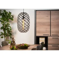 Lucide WOLFRAM - Hanglamp - Ø 32 cm - 1xE27 - Zwart