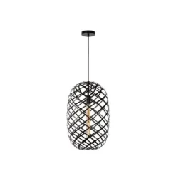 Lucide WOLFRAM - Hanglamp - Ø 32 cm - 1xE27 - Zwart