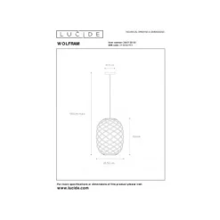 Lucide WOLFRAM - Hanglamp - Ø 32 cm - 1xE27 - Mat Goud / Messing