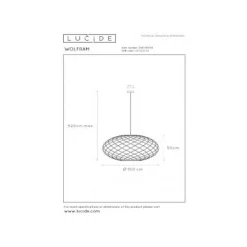 Lucide WOLFRAM - Hanglamp - Ø 100 cm - 3xE27 - Zwart