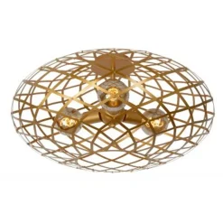 Lucide WOLFRAM - Plafonnière - Ø 65 cm - 3xE27 - Mat Goud / Messing