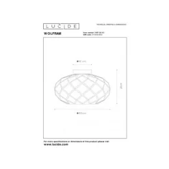 Lucide WOLFRAM - Plafonnière - Ø 30 cm - 1xE27 - Mat Goud / Messing