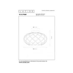 Lucide WOLFRAM - Plafonnière - Ø 30 cm - 1xE27 - Zwart
